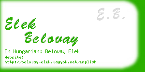 elek belovay business card